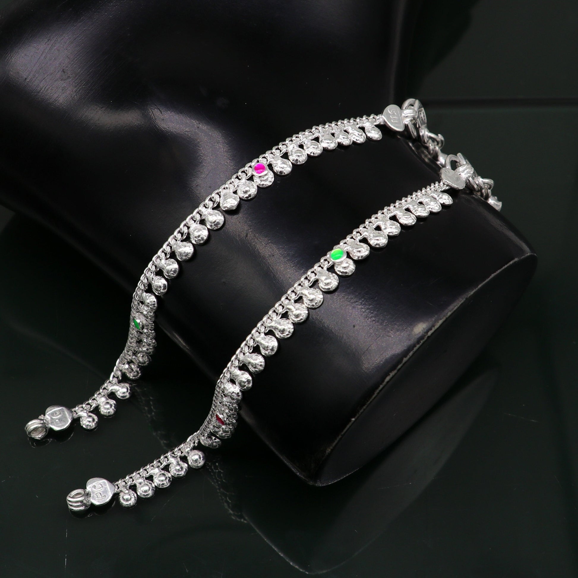 5.5" long handmade customized waved design single chain fabulous noisy anklets for baby or kids personalized gift foot bracelet ank294 - TRIBAL ORNAMENTS