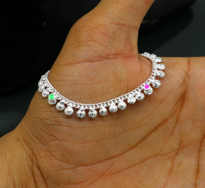 5.5" long handmade customized waved design single chain fabulous noisy anklets for baby or kids personalized gift foot bracelet ank294 - TRIBAL ORNAMENTS