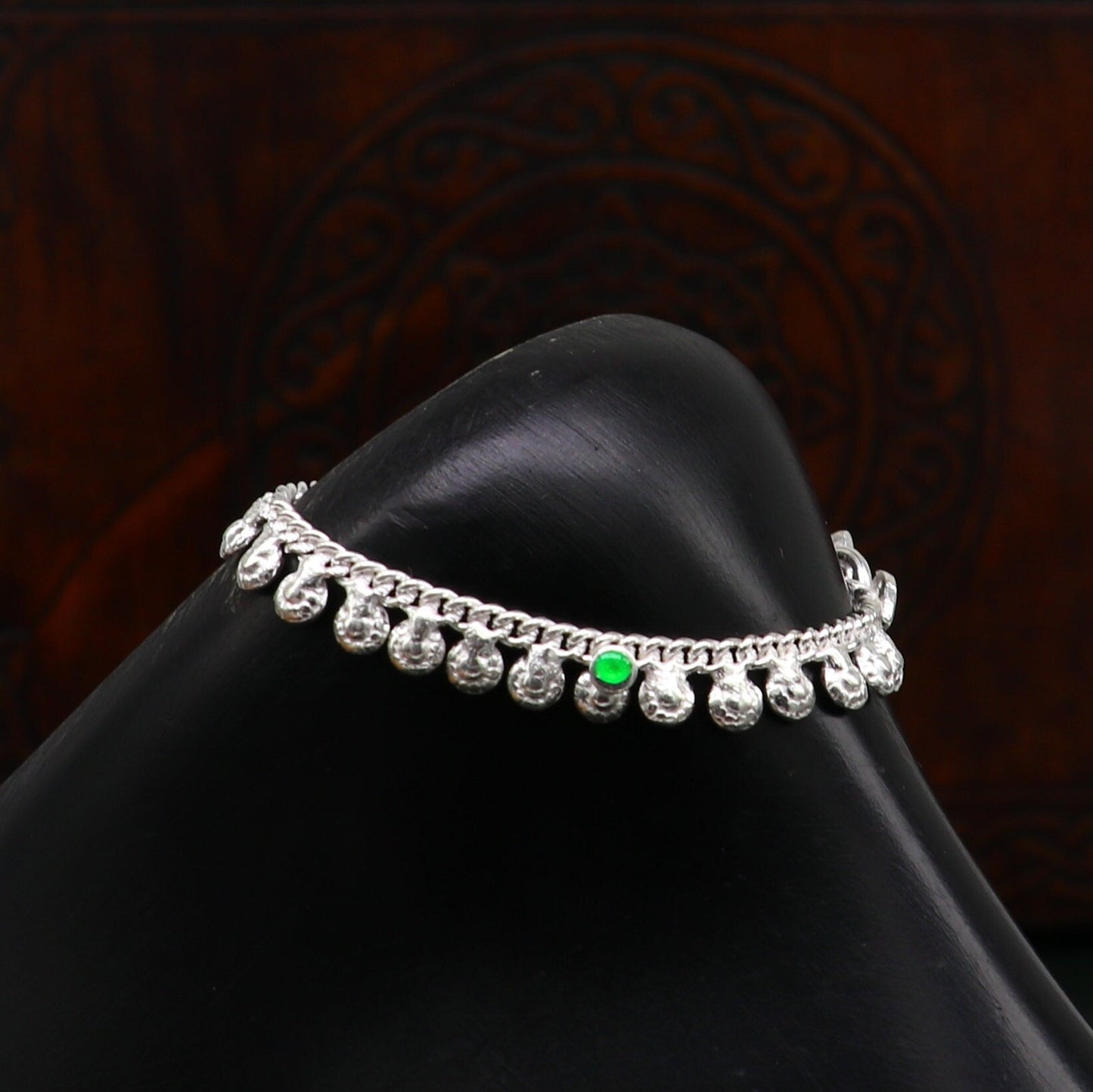 5.5" long handmade customized waved design single chain fabulous noisy anklets for baby or kids personalized gift foot bracelet ank294 - TRIBAL ORNAMENTS