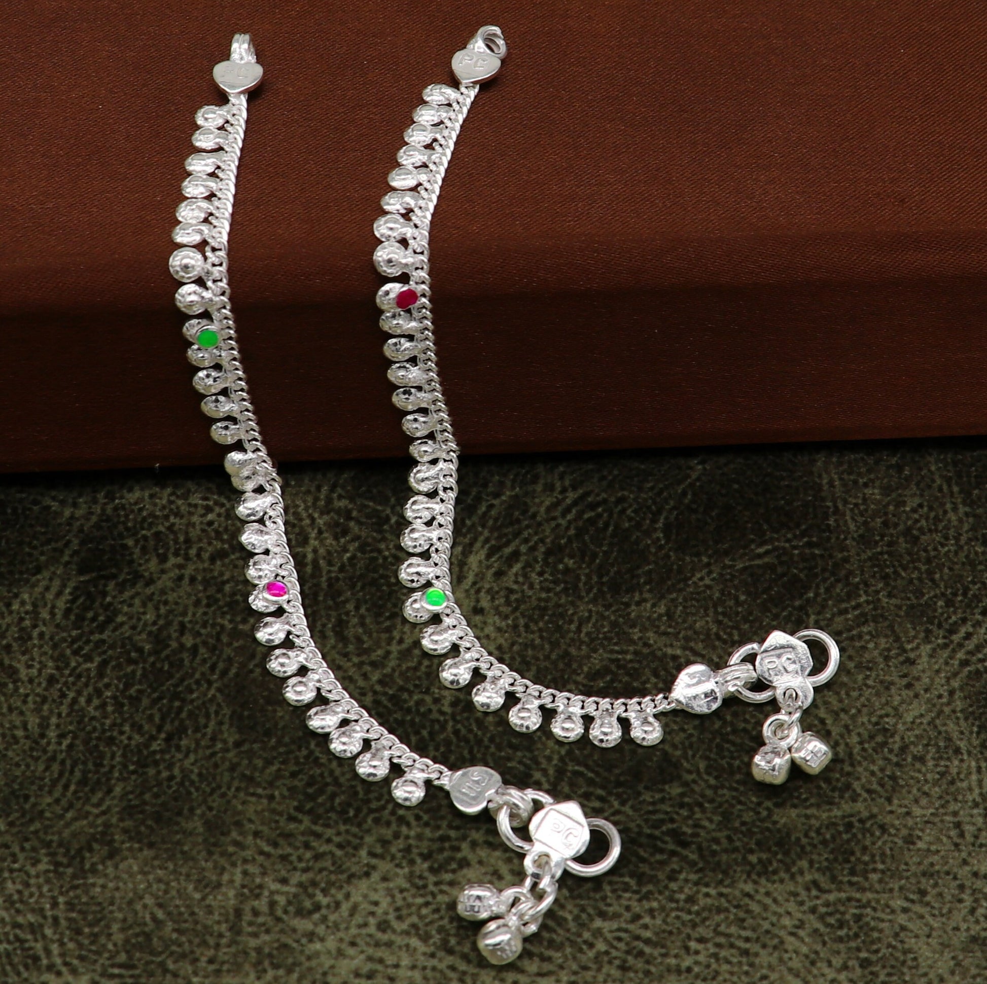 5.5" long handmade customized waved design single chain fabulous noisy anklets for baby or kids personalized gift foot bracelet ank294 - TRIBAL ORNAMENTS