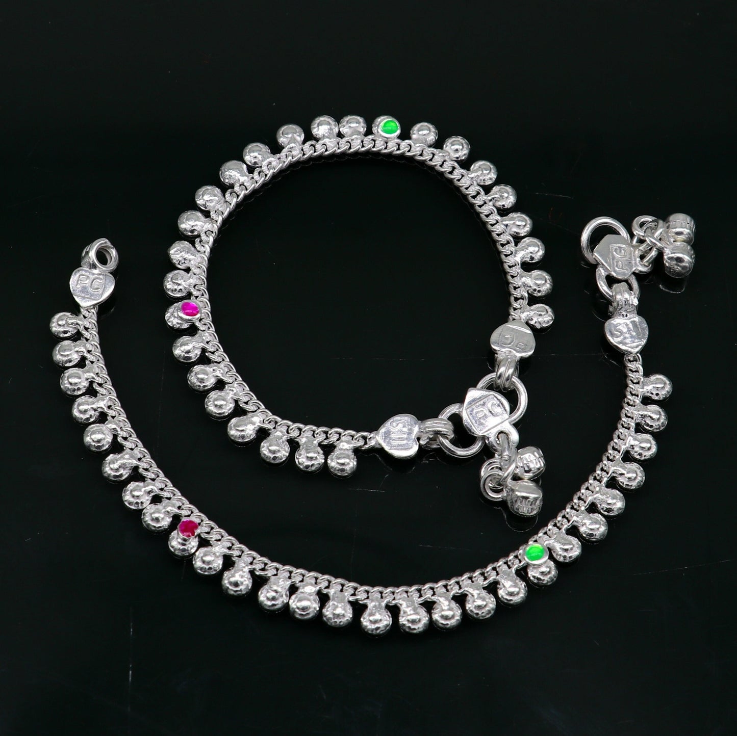 5.5" long handmade customized waved design single chain fabulous noisy anklets for baby or kids personalized gift foot bracelet ank294 - TRIBAL ORNAMENTS