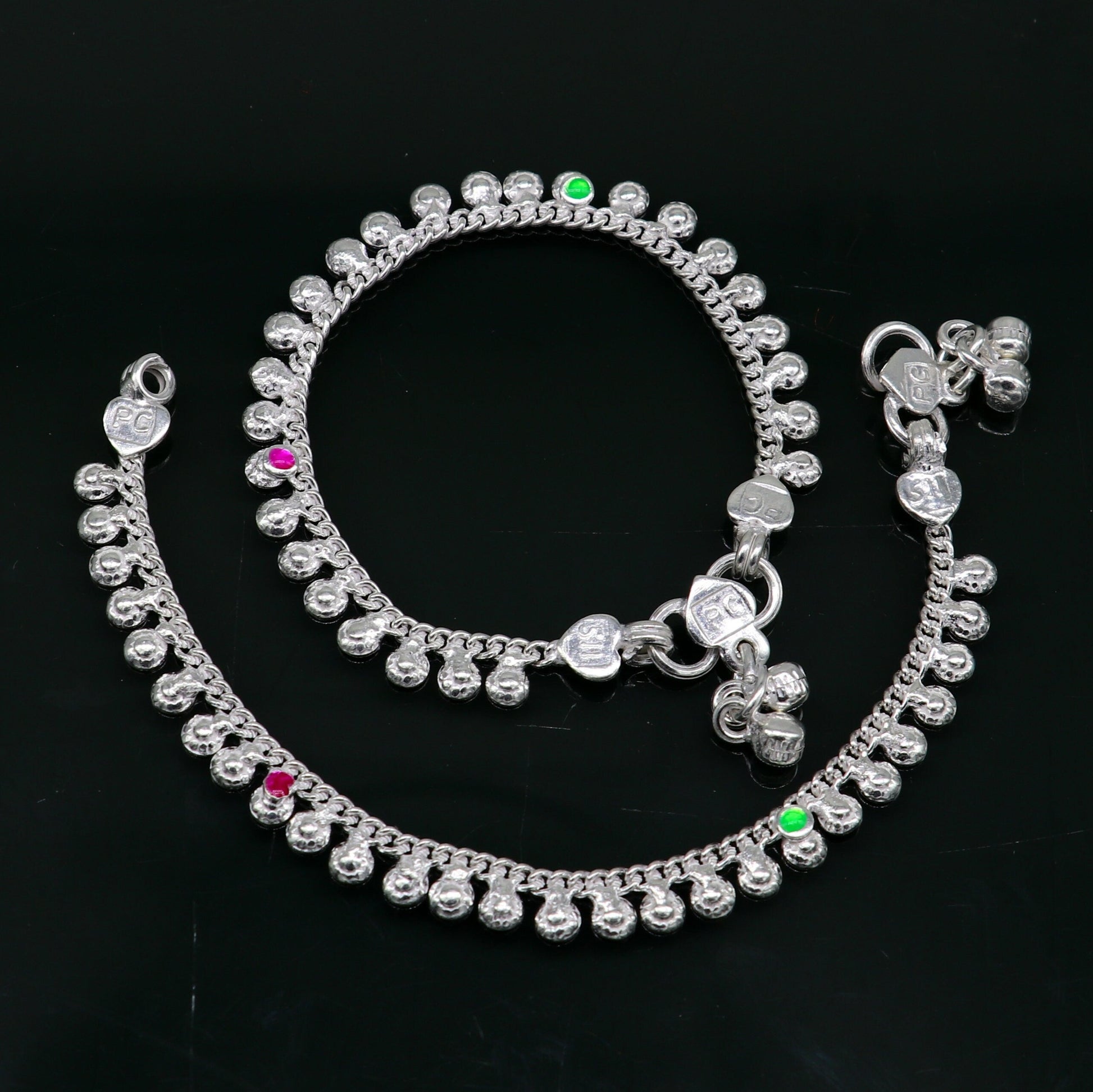 5.5" long handmade customized waved design single chain fabulous noisy anklets for baby or kids personalized gift foot bracelet ank294 - TRIBAL ORNAMENTS