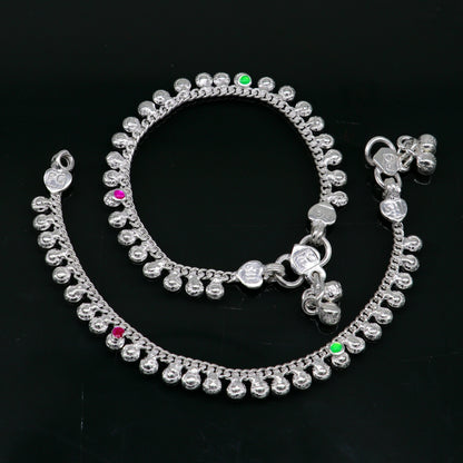 5.5" long handmade customized waved design single chain fabulous noisy anklets for baby or kids personalized gift foot bracelet ank294 - TRIBAL ORNAMENTS