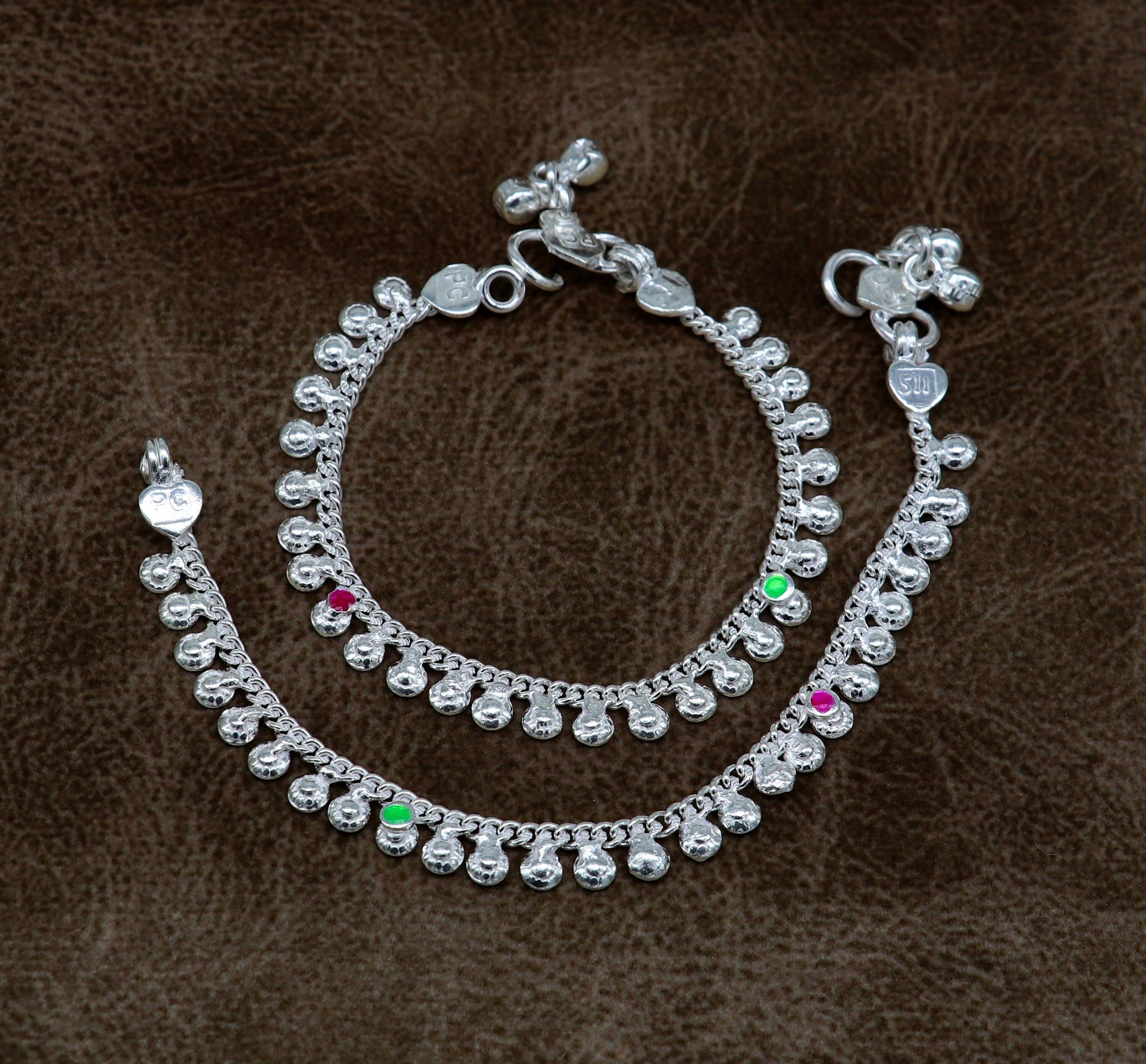 5.5" long handmade customized waved design single chain fabulous noisy anklets for baby or kids personalized gift foot bracelet ank294 - TRIBAL ORNAMENTS