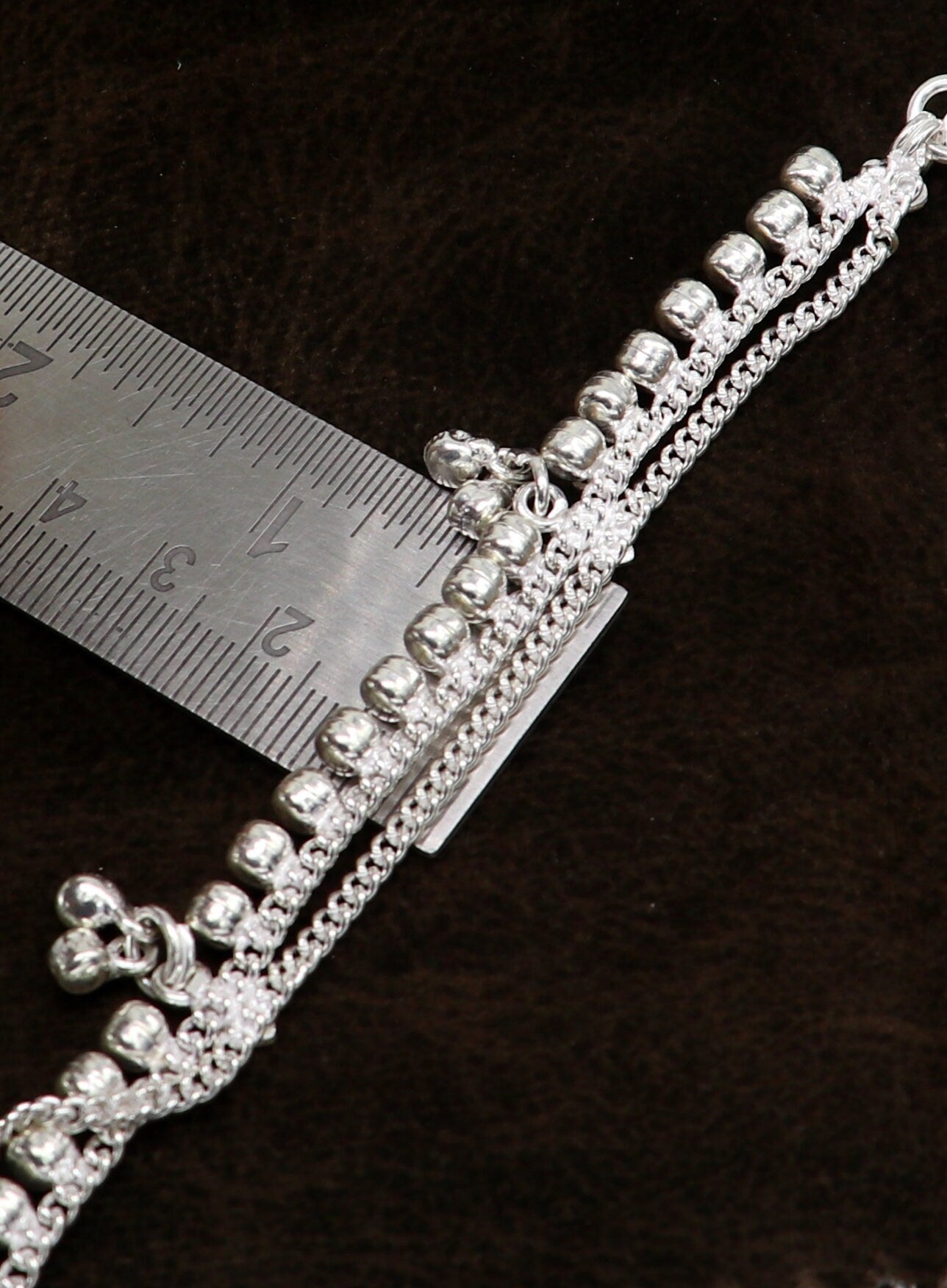 5.5" Vintage fancy style customized Sterling silver baby anklets, charm ankle bracelet, best kids gifting jewelry birthday gift india ank289 - TRIBAL ORNAMENTS