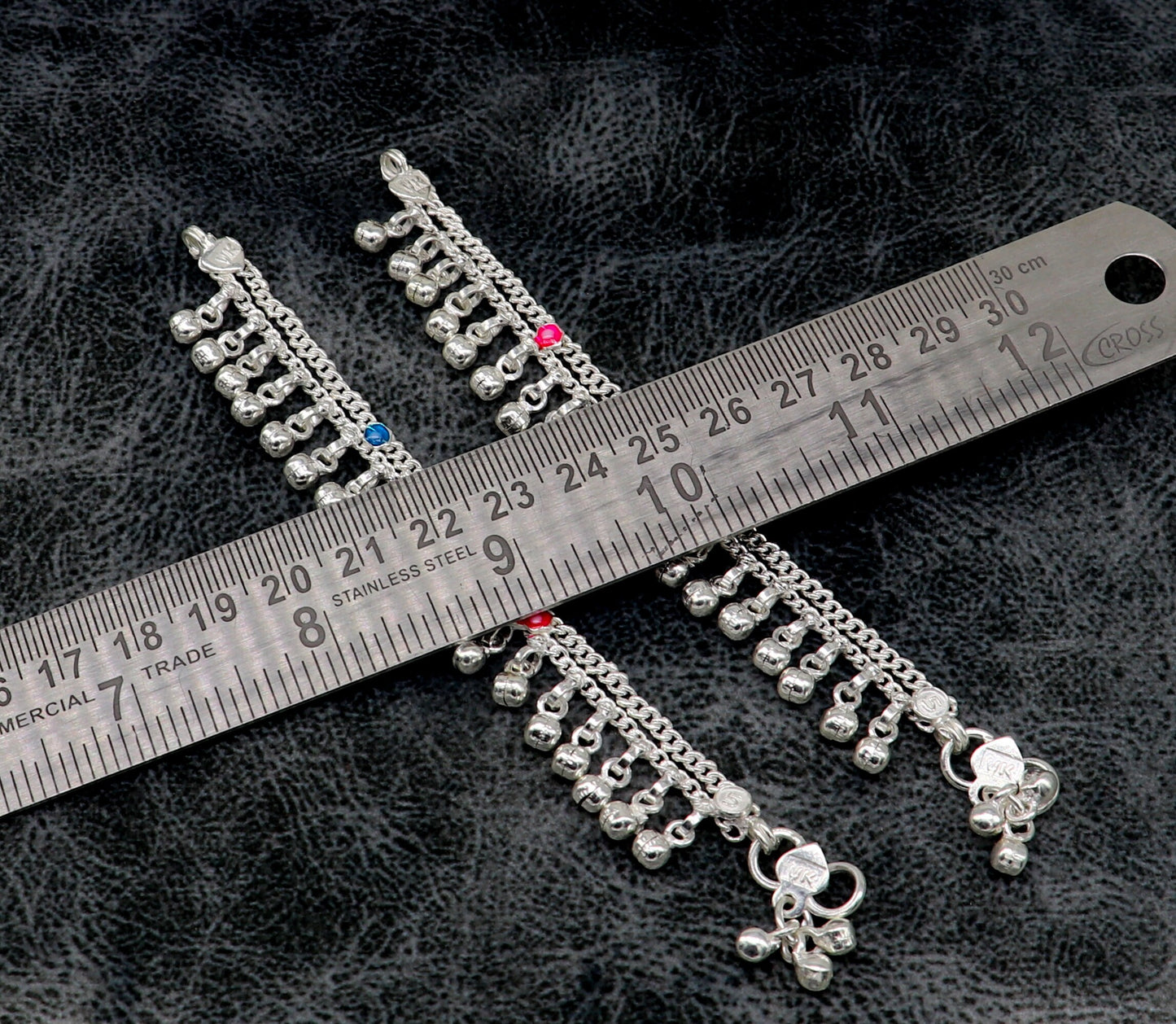 5" Handmade sterling silver new born baby anklets, excellent waved charming noisy bells baby anklet bracelet, payal for kids jewelry ank278 - TRIBAL ORNAMENTS