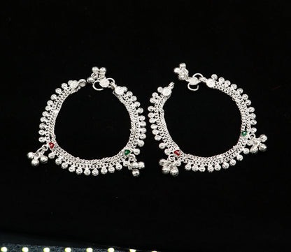 5" inch handmade solid sterling silver baby kids ankle bracelet unisex new born baby anklet foot bracelet customized charm bracelet ank388 - TRIBAL ORNAMENTS