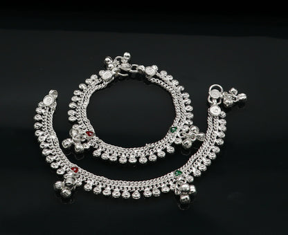 5" inch handmade solid sterling silver baby kids ankle bracelet unisex new born baby anklet foot bracelet customized charm bracelet ank388 - TRIBAL ORNAMENTS
