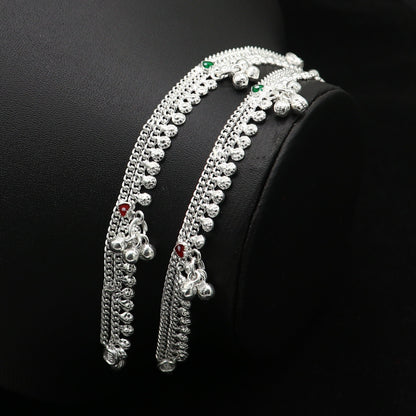 5" inch handmade solid sterling silver baby kids ankle bracelet unisex new born baby anklet foot bracelet customized charm bracelet ank388 - TRIBAL ORNAMENTS