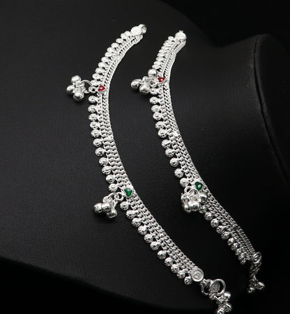 5" inch handmade solid sterling silver baby kids ankle bracelet unisex new born baby anklet foot bracelet customized charm bracelet ank388 - TRIBAL ORNAMENTS
