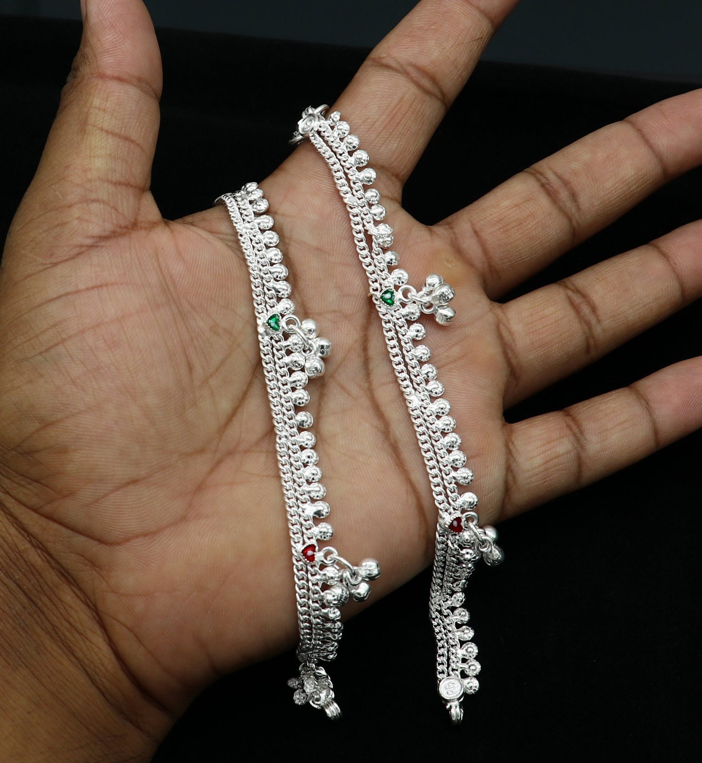 5" inch handmade solid sterling silver baby kids ankle bracelet unisex new born baby anklet foot bracelet customized charm bracelet ank388 - TRIBAL ORNAMENTS