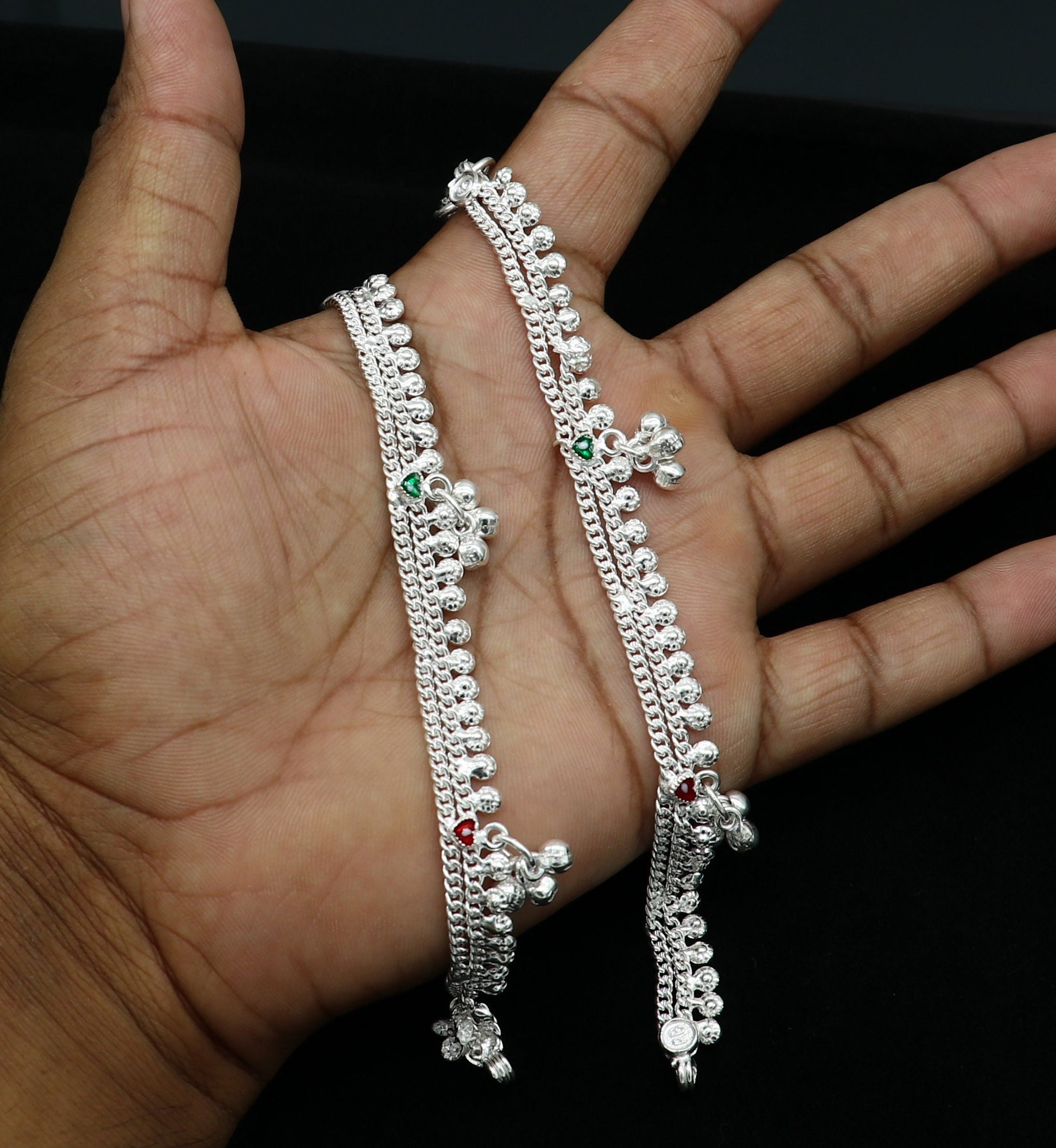 5" inch handmade solid sterling silver baby kids ankle bracelet unisex new born baby anklet foot bracelet customized charm bracelet ank388 - TRIBAL ORNAMENTS