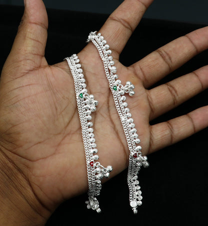 5" inch handmade solid sterling silver baby kids ankle bracelet unisex new born baby anklet foot bracelet customized charm bracelet ank388 - TRIBAL ORNAMENTS