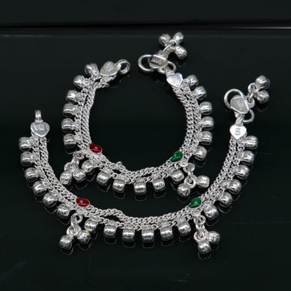 5 inches long customized anklets for new born baby anklets, best unisex kids foot bracelet charm anklets bracelet from India ank283 - TRIBAL ORNAMENTS