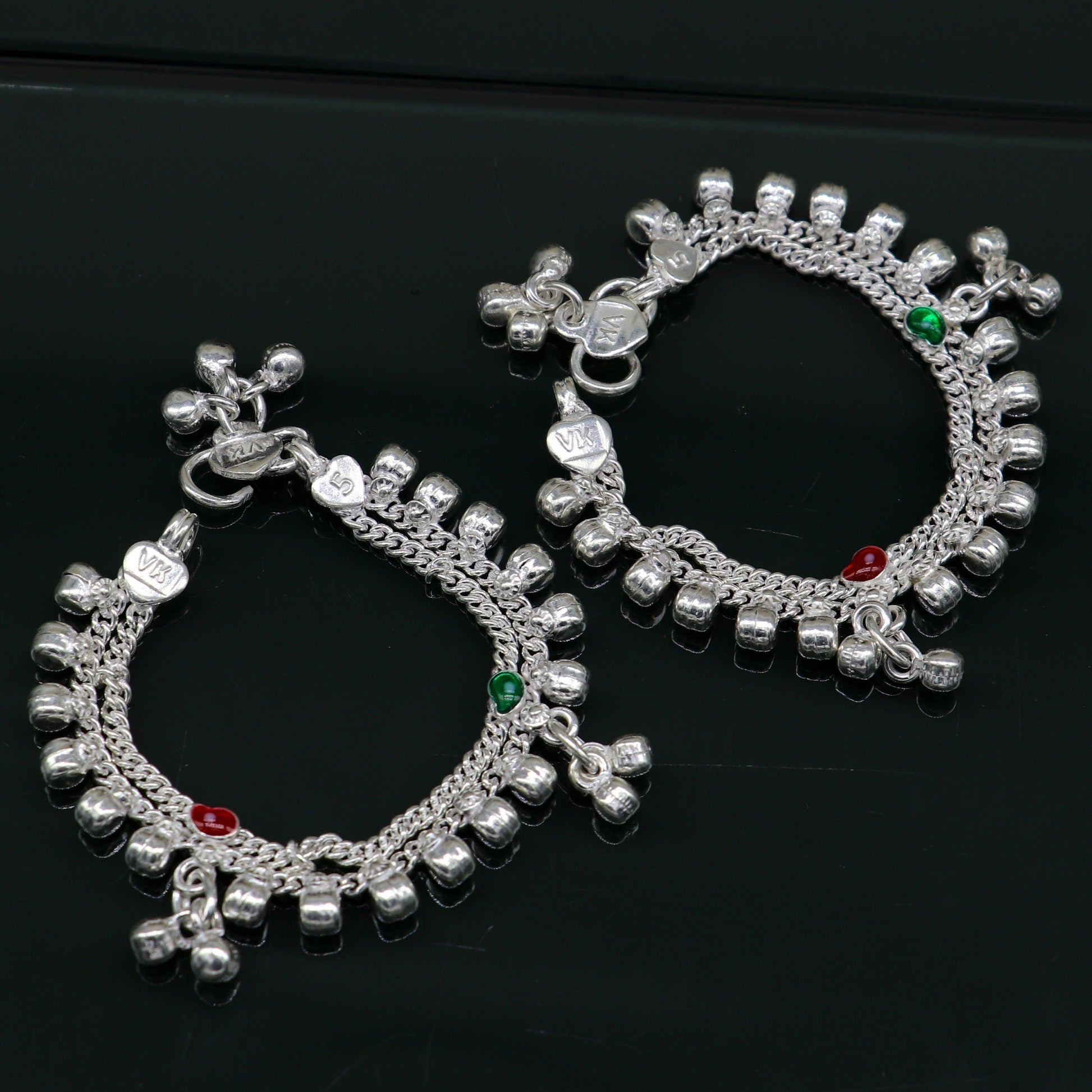 5 inches long customized anklets for new born baby anklets, best unisex kids foot bracelet charm anklets bracelet from India ank283 - TRIBAL ORNAMENTS