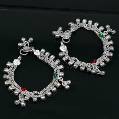 5 inches long customized anklets for new born baby anklets, best unisex kids foot bracelet charm anklets bracelet from India ank283 - TRIBAL ORNAMENTS