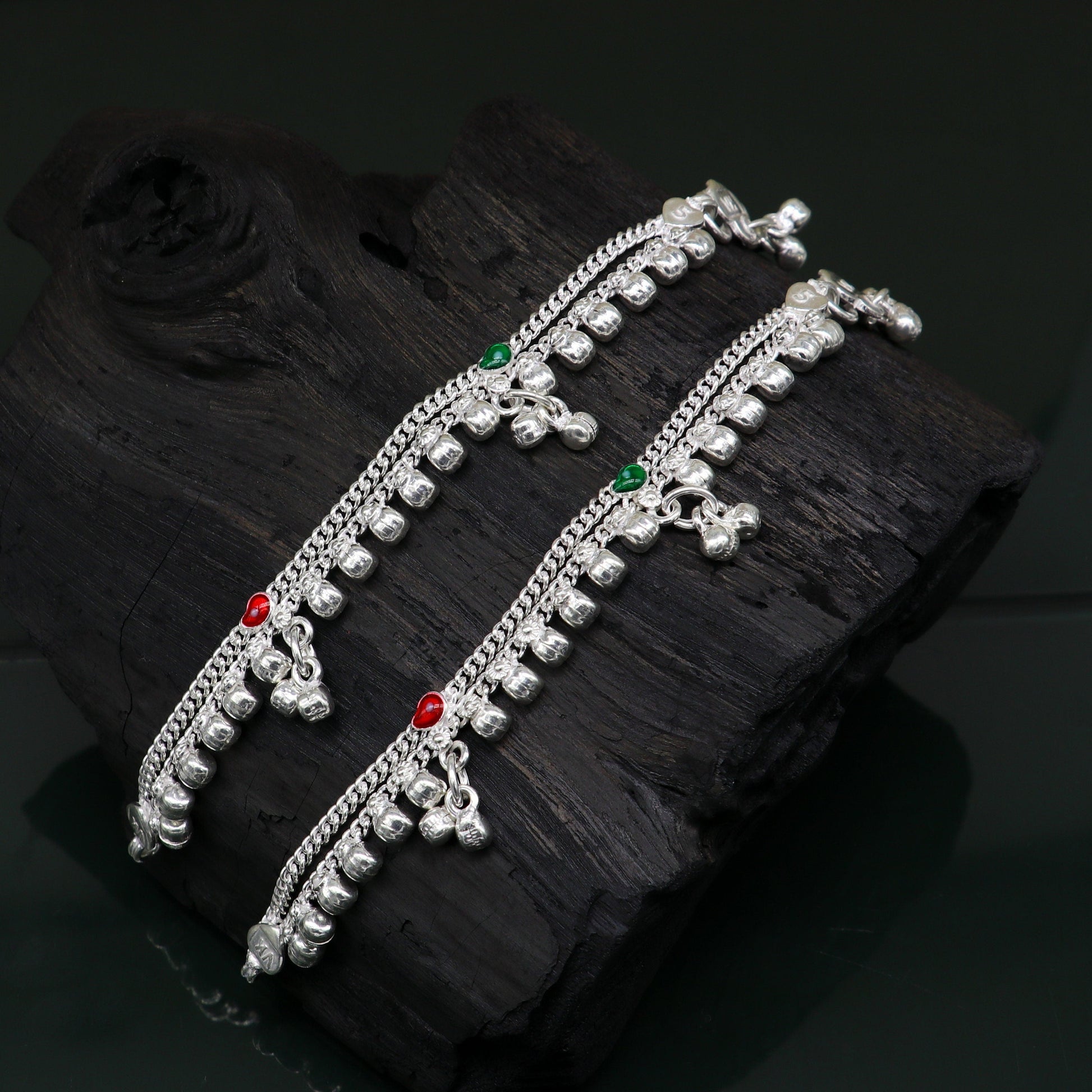 5 inches long customized anklets for new born baby anklets, best unisex kids foot bracelet charm anklets bracelet from India ank283 - TRIBAL ORNAMENTS