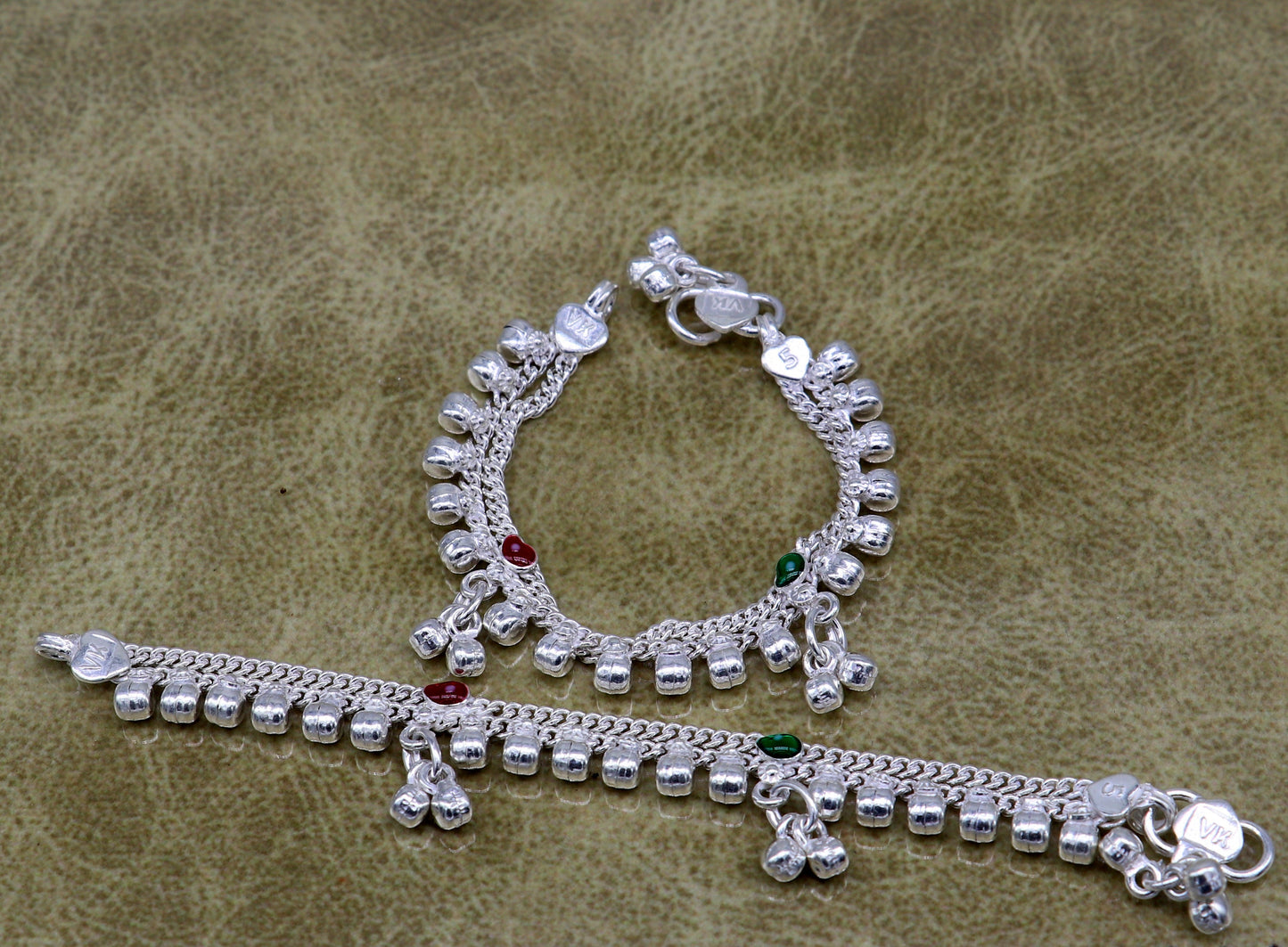 5 inches long customized anklets for new born baby anklets, best unisex kids foot bracelet charm anklets bracelet from India ank283 - TRIBAL ORNAMENTS