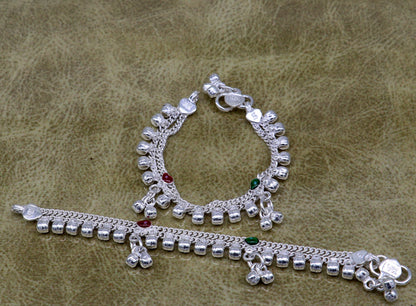 5 inches long customized anklets for new born baby anklets, best unisex kids foot bracelet charm anklets bracelet from India ank283 - TRIBAL ORNAMENTS