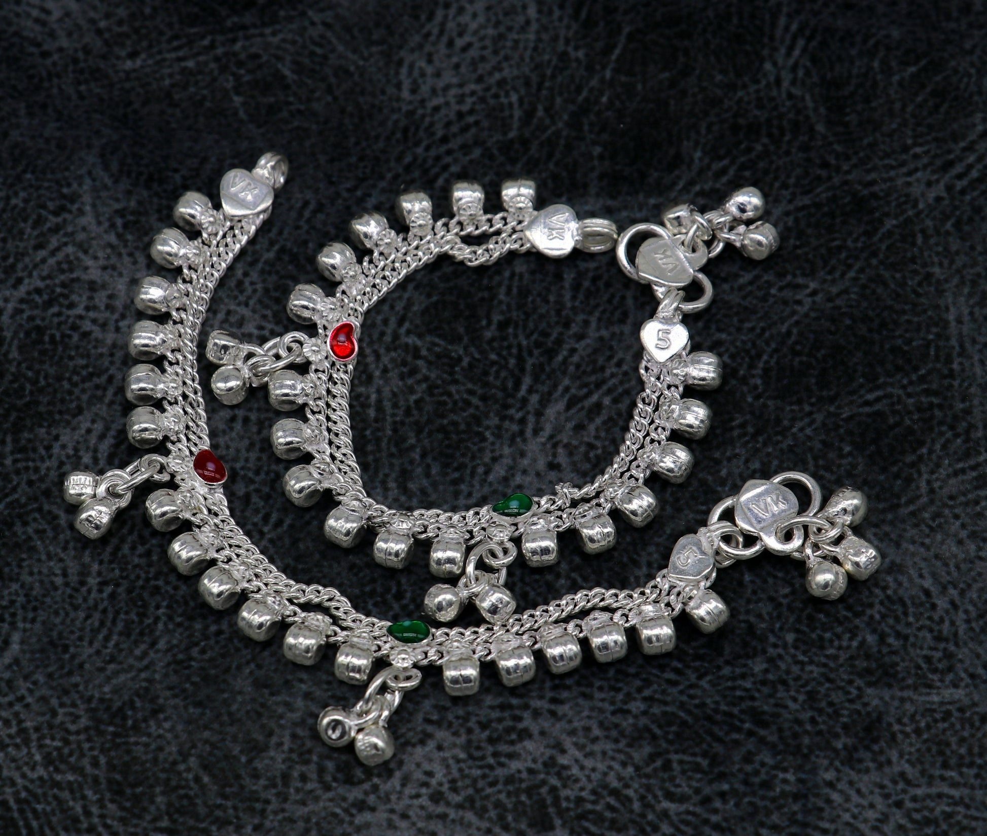 5 inches long customized anklets for new born baby anklets, best unisex kids foot bracelet charm anklets bracelet from India ank283 - TRIBAL ORNAMENTS