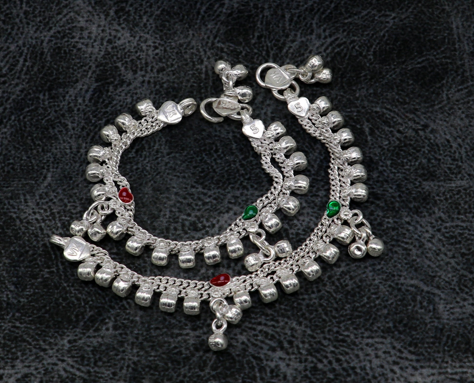 5 inches long customized anklets for new born baby anklets, best unisex kids foot bracelet charm anklets bracelet from India ank283 - TRIBAL ORNAMENTS