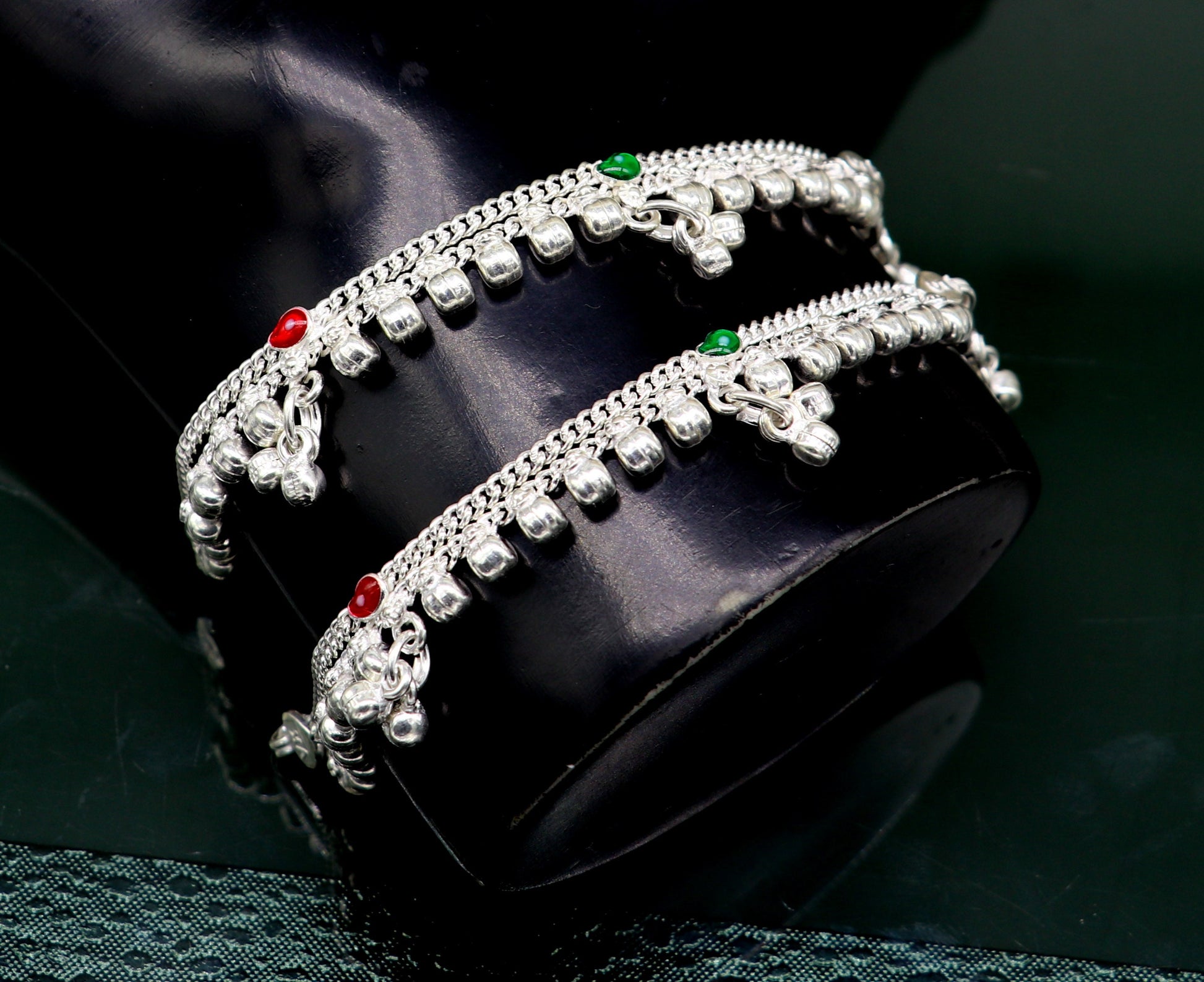 5 inches long customized anklets for new born baby anklets, best unisex kids foot bracelet charm anklets bracelet from India ank283 - TRIBAL ORNAMENTS