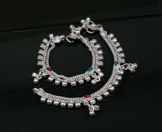 5" inches long customized anklets for new born baby anklets, best unisex kids foot bracelet charm anklets bracelet from India ank285 - TRIBAL ORNAMENTS