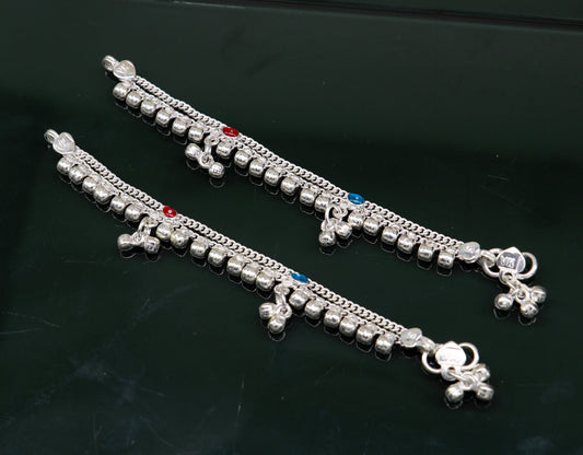 5" inches long customized anklets for new born baby anklets, best unisex kids foot bracelet charm anklets bracelet from India ank285 - TRIBAL ORNAMENTS