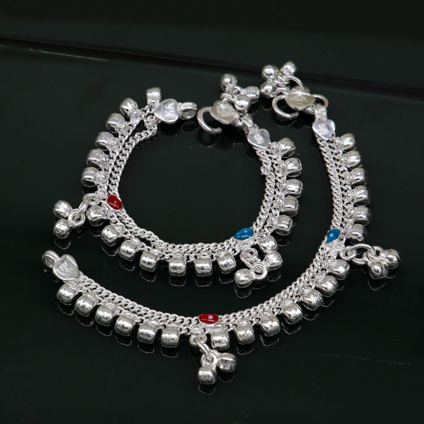 5" inches long customized anklets for new born baby anklets, best unisex kids foot bracelet charm anklets bracelet from India ank285 - TRIBAL ORNAMENTS