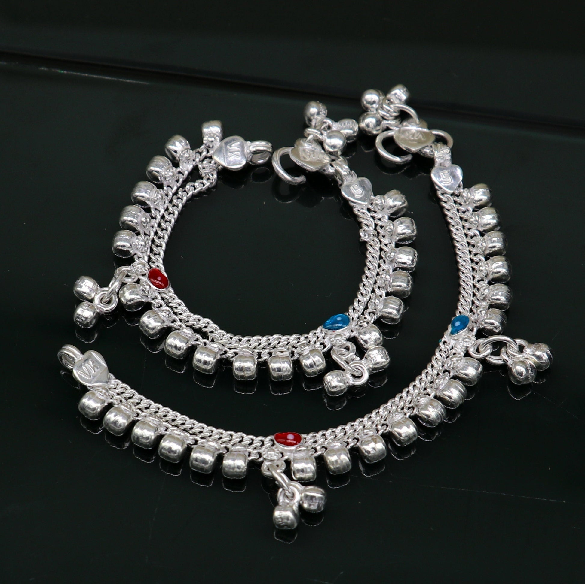 5" inches long customized anklets for new born baby anklets, best unisex kids foot bracelet charm anklets bracelet from India ank285 - TRIBAL ORNAMENTS