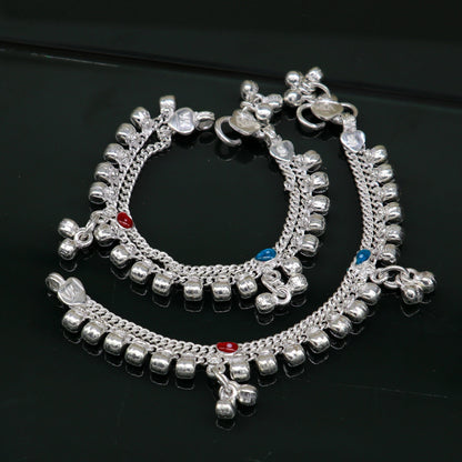 5" inches long customized anklets for new born baby anklets, best unisex kids foot bracelet charm anklets bracelet from India ank285 - TRIBAL ORNAMENTS