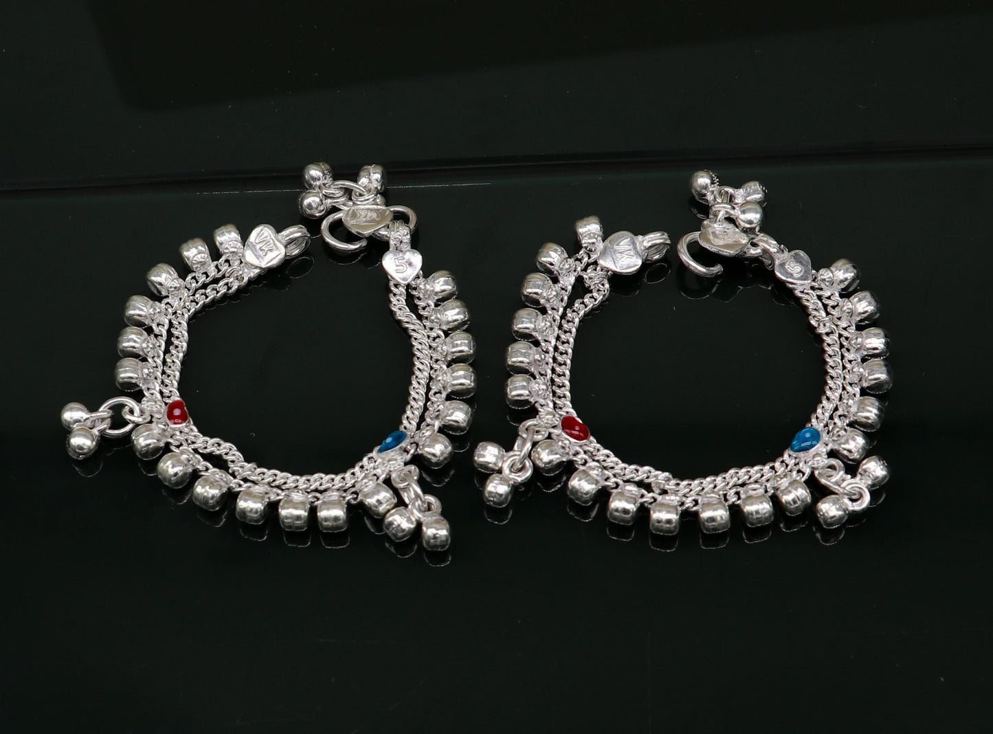 5" inches long customized anklets for new born baby anklets, best unisex kids foot bracelet charm anklets bracelet from India ank285 - TRIBAL ORNAMENTS