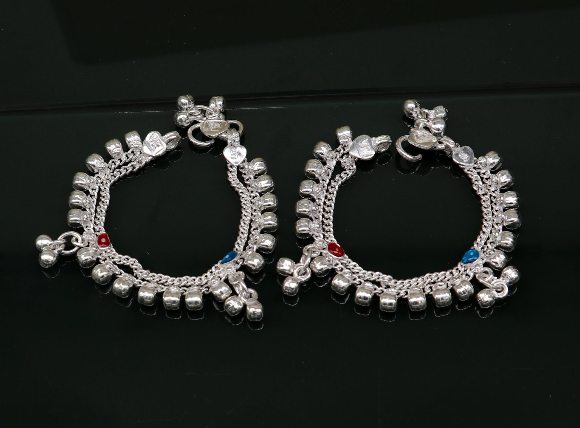 5" inches long customized anklets for new born baby anklets, best unisex kids foot bracelet charm anklets bracelet from India ank285 - TRIBAL ORNAMENTS