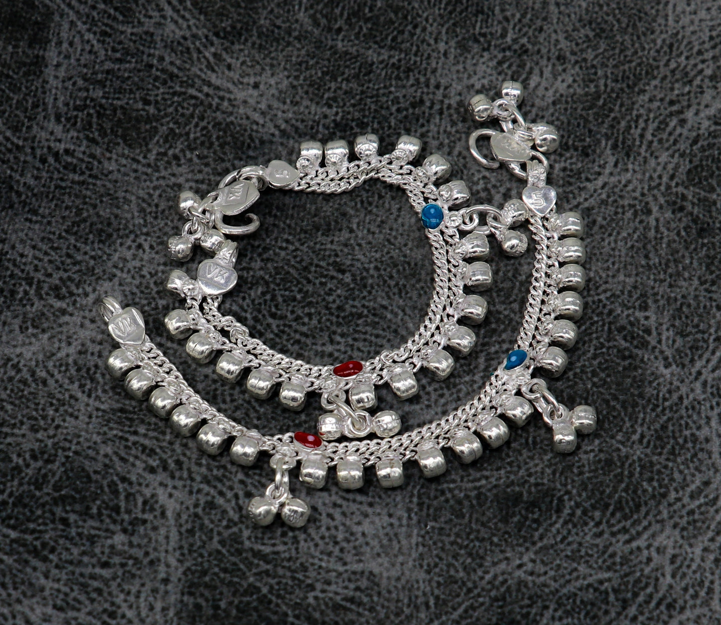 5" inches long customized anklets for new born baby anklets, best unisex kids foot bracelet charm anklets bracelet from India ank285 - TRIBAL ORNAMENTS