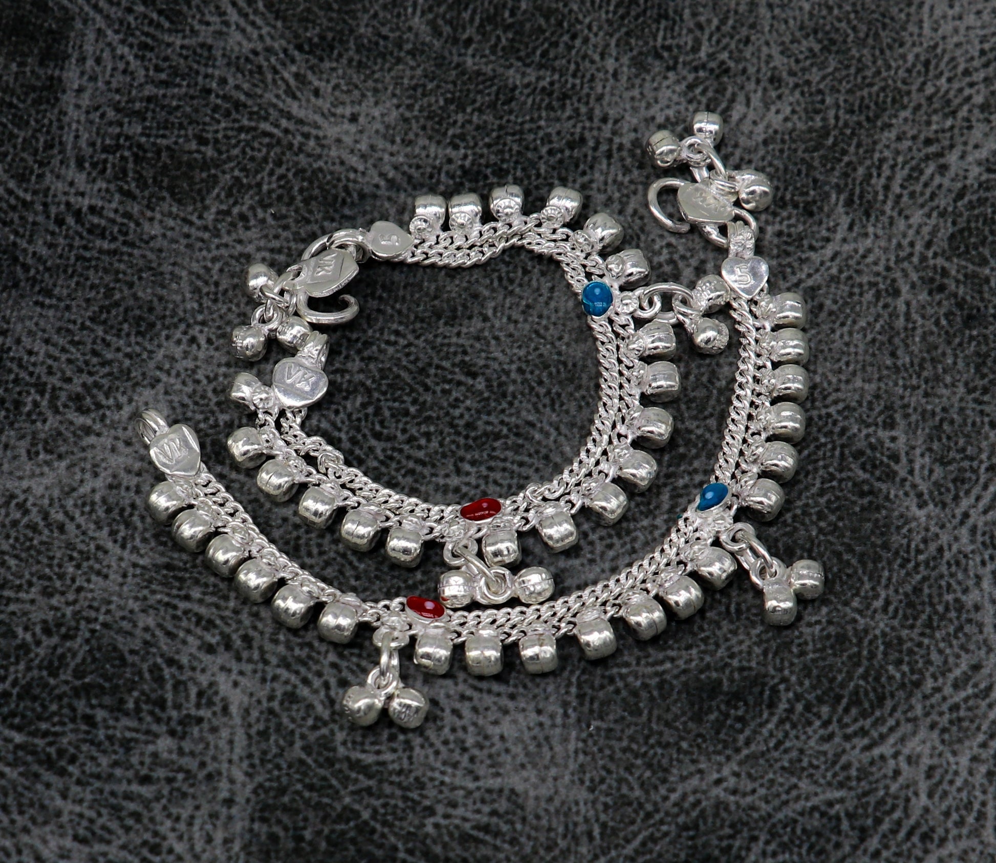 5" inches long customized anklets for new born baby anklets, best unisex kids foot bracelet charm anklets bracelet from India ank285 - TRIBAL ORNAMENTS