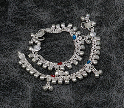 5" inches long customized anklets for new born baby anklets, best unisex kids foot bracelet charm anklets bracelet from India ank285 - TRIBAL ORNAMENTS