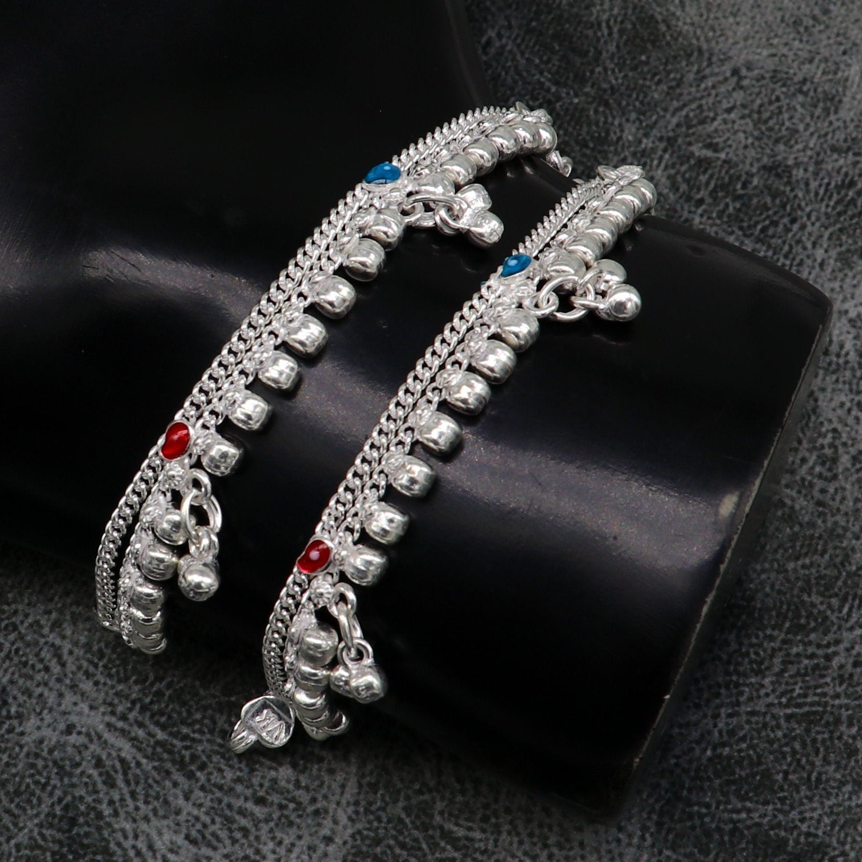 5" inches long customized anklets for new born baby anklets, best unisex kids foot bracelet charm anklets bracelet from India ank285 - TRIBAL ORNAMENTS