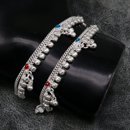 5" inches long customized anklets for new born baby anklets, best unisex kids foot bracelet charm anklets bracelet from India ank285 - TRIBAL ORNAMENTS