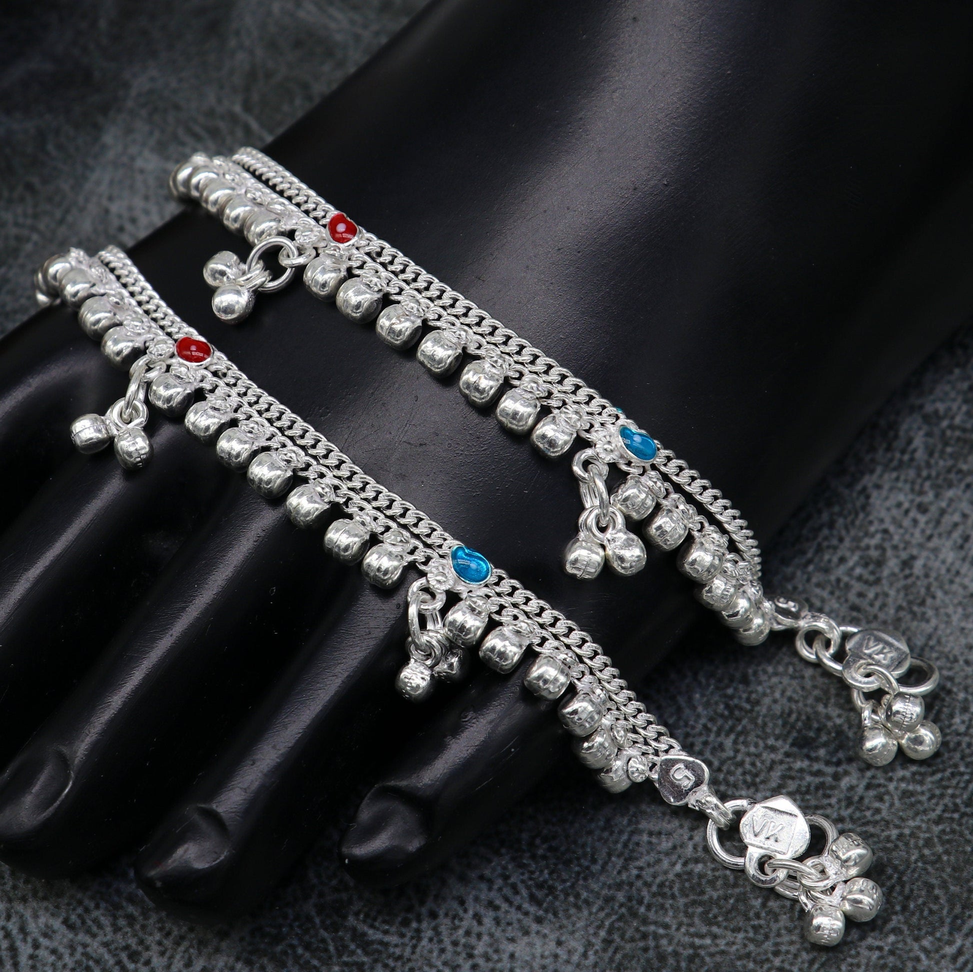 5" inches long customized anklets for new born baby anklets, best unisex kids foot bracelet charm anklets bracelet from India ank285 - TRIBAL ORNAMENTS