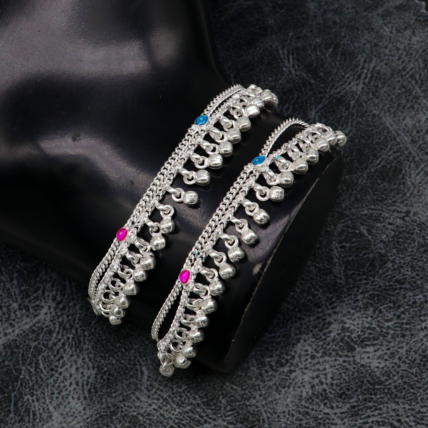 5" inches long customized anklets for new born baby anklets, best unisex kids foot bracelet charm anklets bracelet with noisy bells ank287 - TRIBAL ORNAMENTS