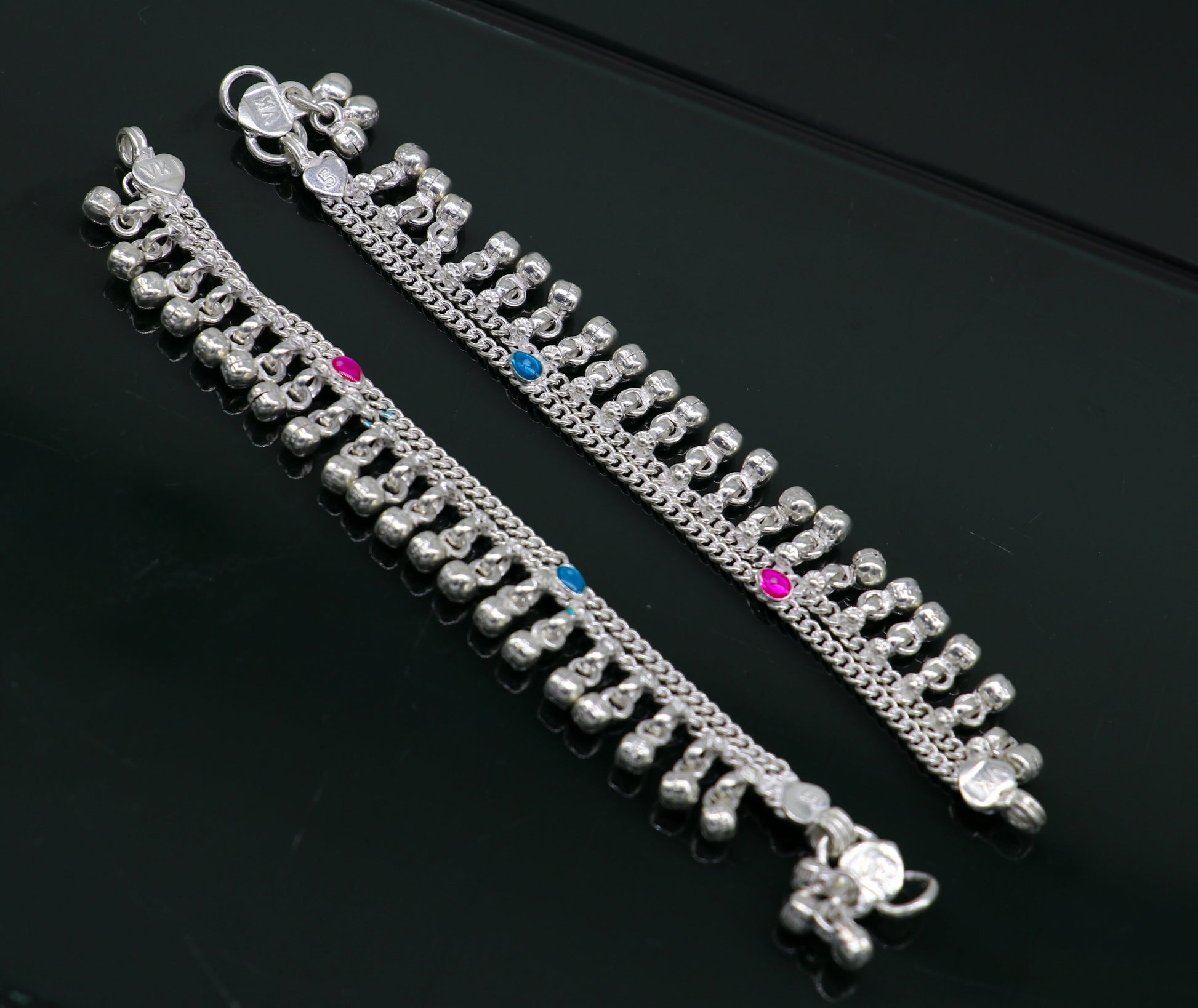 5" inches long customized anklets for new born baby anklets, best unisex kids foot bracelet charm anklets bracelet with noisy bells ank287 - TRIBAL ORNAMENTS