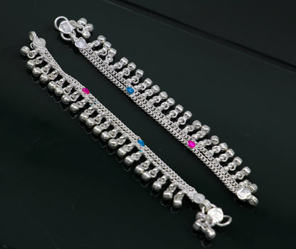 Tribal Ornaments 5-inch customized unisex baby anklet with noisy bells, featuring charm design for newborns and kids.