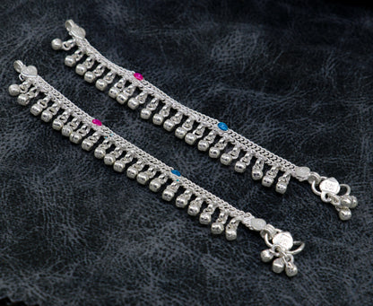 Customized 5-inch unisex baby anklets with charms and noisy bells by Tribal Ornaments for newborns and young children.