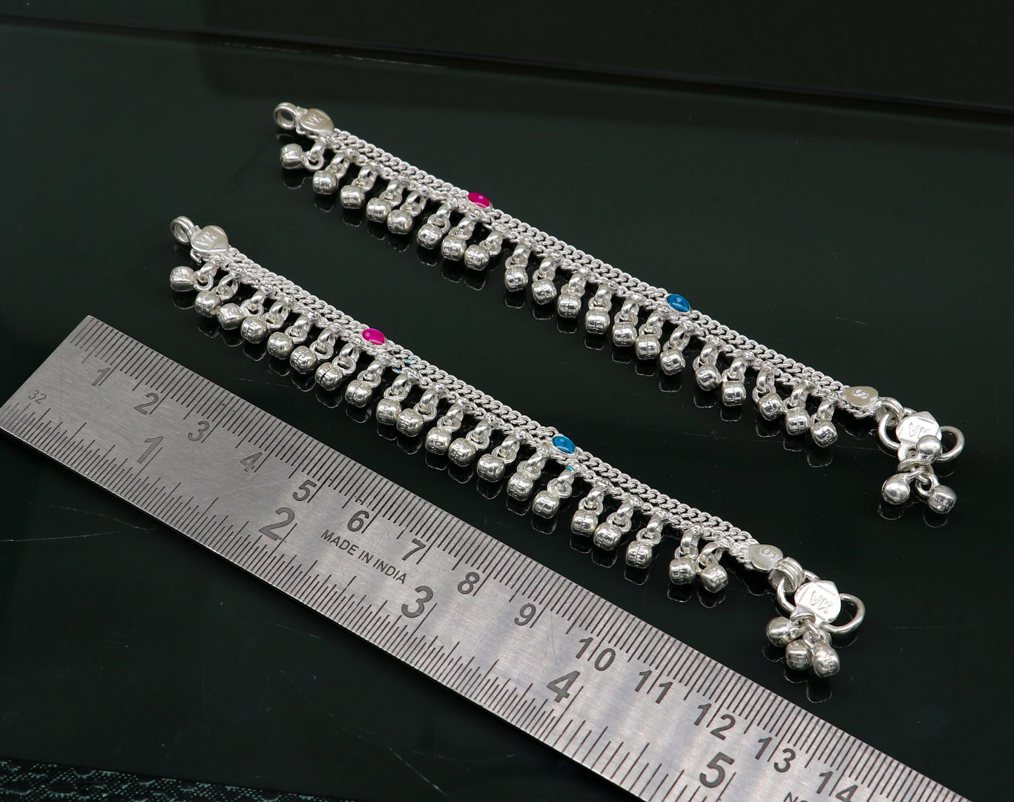 5" inches long customized anklets for new born baby anklets, best unisex kids foot bracelet charm anklets bracelet with noisy bells ank287 - TRIBAL ORNAMENTS