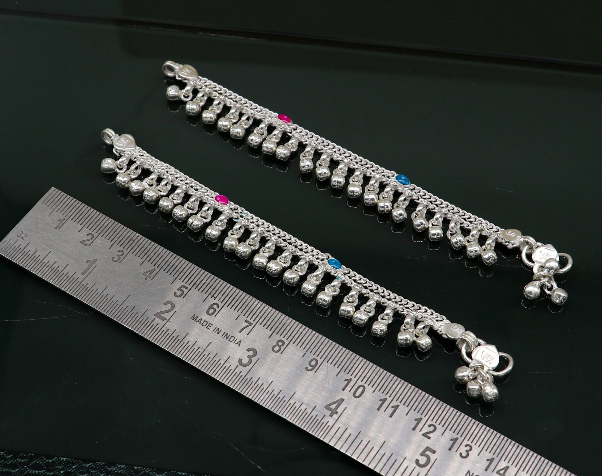 5" inches long customized anklets for new born baby anklets, best unisex kids foot bracelet charm anklets bracelet with noisy bells ank287 - TRIBAL ORNAMENTS