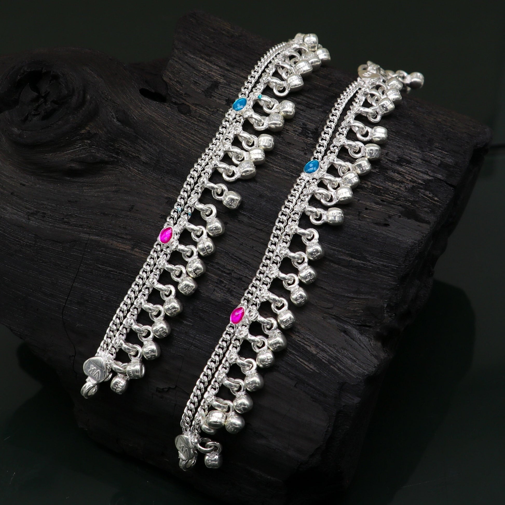 5" inches long customized anklets for new born baby anklets, best unisex kids foot bracelet charm anklets bracelet with noisy bells ank287 - TRIBAL ORNAMENTS