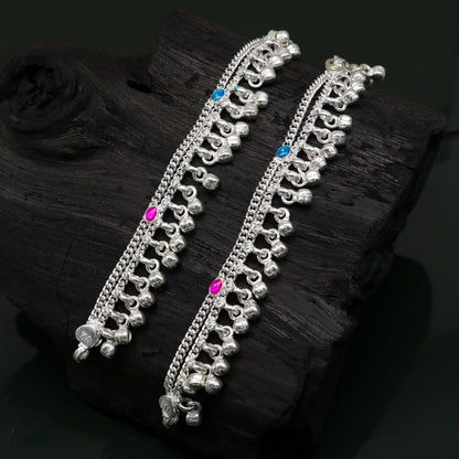 Customized 5-inch unisex baby anklet with bells from Tribal Ornaments, featuring charm design and decorative noisy bells.