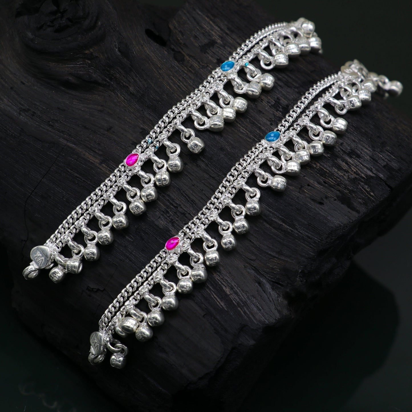 5" inches long customized anklets for new born baby anklets, best unisex kids foot bracelet charm anklets bracelet with noisy bells ank287 - TRIBAL ORNAMENTS