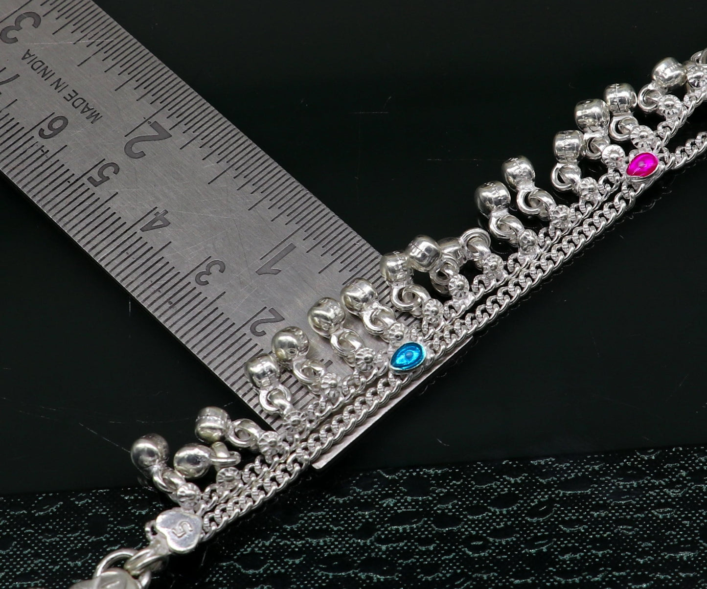 5" inches long customized anklets for new born baby anklets, best unisex kids foot bracelet charm anklets bracelet with noisy bells ank287 - TRIBAL ORNAMENTS