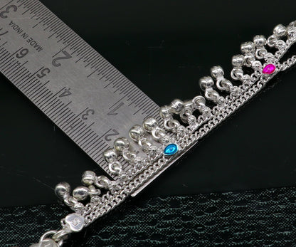 Customized 5-inch unisex baby anklets with bells and charms, featuring tribal ornament design for newborns and kids.